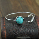 Fashion Moon Open Charm Bracelet Natural Turquoise Stone Bracelets Bangle JR