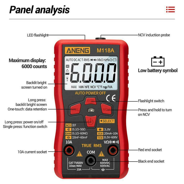 Digital LCD Multimeter Voltmeter Buzzer  Ammeter AC DC Current Circuit