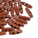 50Pcs 2 Holes Wood Sewing Horn Toggle Buttons Coat Clothes Accessories Craft