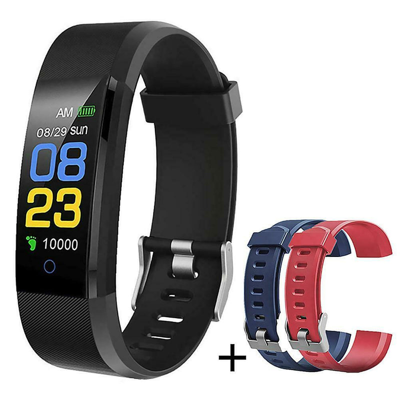 115PLUS Smart Bracelet Heart Rate Monitor Fitness Tracker Wristband (Black) A