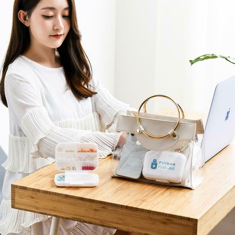 Portable Pill Box Separate Dispenser Tablet Medicine for Travel Home (Blue)