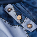 Women Casual Print Patchwork Pants Wide Leg Pants Loose Pocket Button Harem