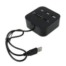 All In 1 Combo Hub USB 2.0 3 Ports Card Reader for SD MMC M2 MS Pro Duo Bla