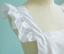 Victorian Style Pinafore Apron Maid Smock Costume Dress Ruffle Pockets White