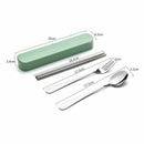 5Pcs Portable cutlery set Dinnerware 410 Stainless Steel Tableware Green Safe