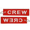 Red CREW Keychain Embroidery Luggage Tag Motorcycle Key Chain_Ring