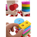 Kids Wood Educational Toys Color Shapes Block Board Stack Sort Chunky Puzzle