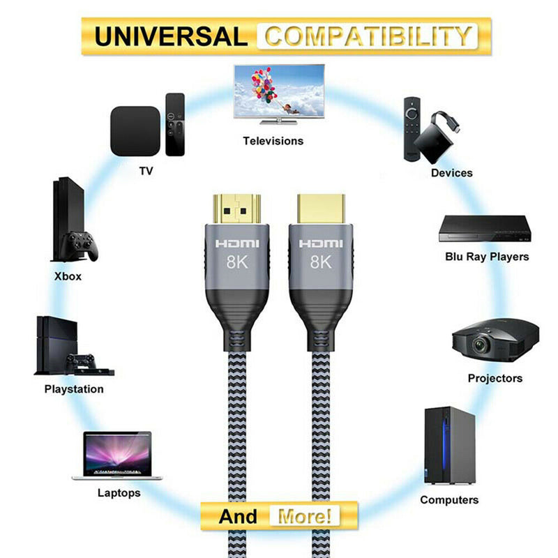 1.5m 8K 60Hz HDMI Male Cable TV Monitor Computer 48Gbps Audio Video Cord A
