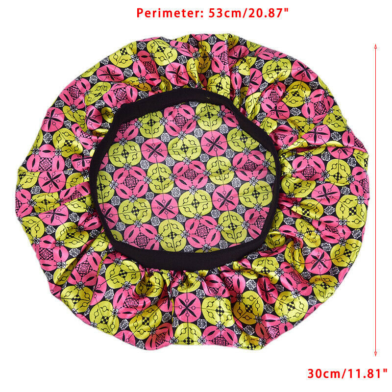 Night Sleep Cap Satin Hair Bonnet Hat Head Cover Wide Elastic Band Hair Loss CTO
