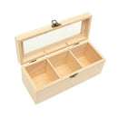 Wood Tea Caddies Tea Bag Jewelry Organizer Chest Storage Box 3 Compartments H2O7
