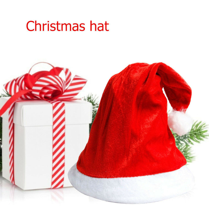 Golden Velvet Christmas Hat Plush Santa Claus Cap Festival Costume (20pcs) A