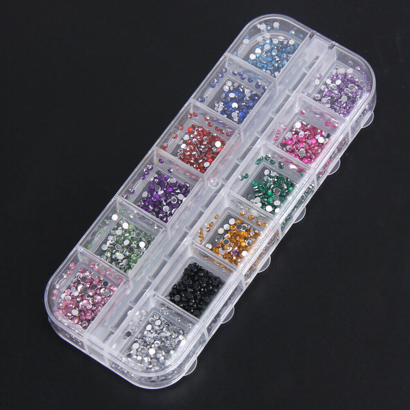 3600pcs Nail Art Rhinestones Decoration 1.5mm Round Glitters With Hard Case
