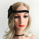 1920s Flapper Feather Headband/Women Rhinestone Beaded Headpiece/Bohemian Style