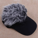 GRAY&BLACK Toupee Wig Hairpiece Baseball Hat Sun Visor Cap Adjustable Hook Loop