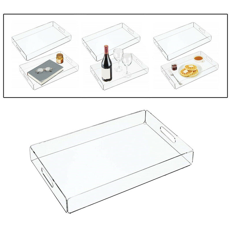 Food Service Tray Breafast Drinks Cake Trays Acrylic Makeup Organizer Clear