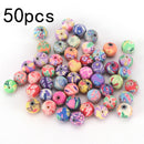 50x 10mm mixed flower polymer clay soft ceramics round diy finding loose bead BX