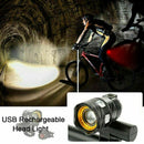 Bicycle Front Rear Light Rechargeable USB Headlamp Headlight BIke LED T6