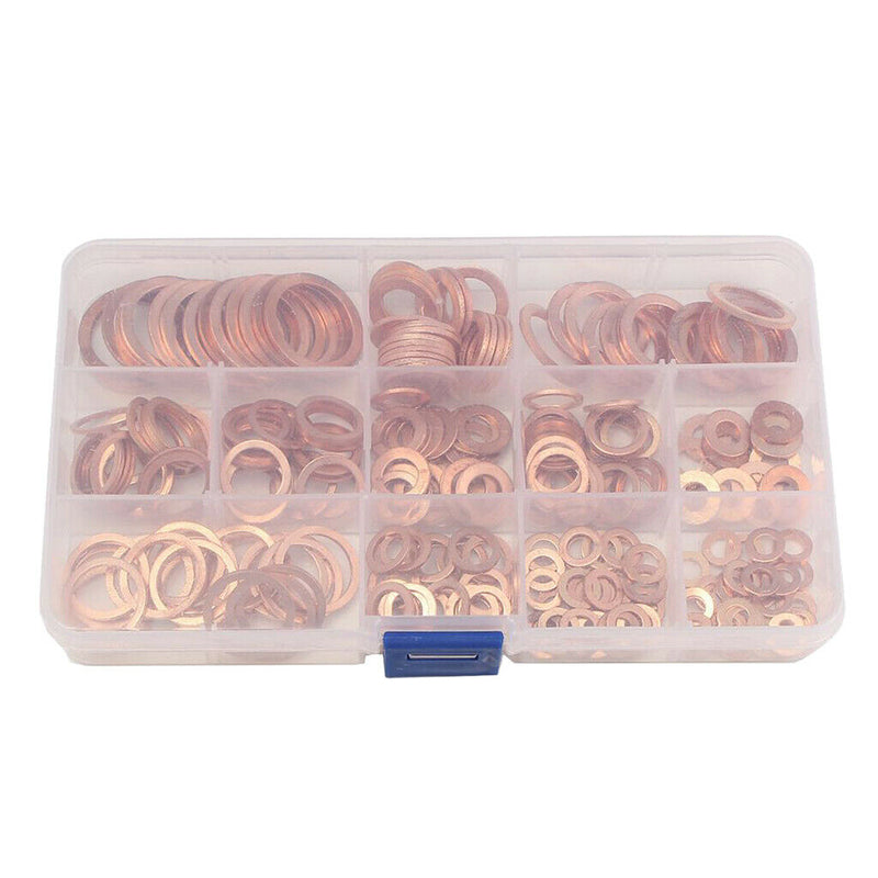 M5-M14 Copper Oil Seal Washer Gasket Flat Assorted w/ Box Set Hardware Parts