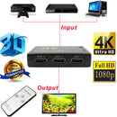 Ultra HD 4K 2K HDMI Switcher 3x1 Display Selector with Remote Controller