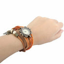Retro Female Wrist Watch Bracelet Artificial Leather Strap Knit Wrap Around K4L8