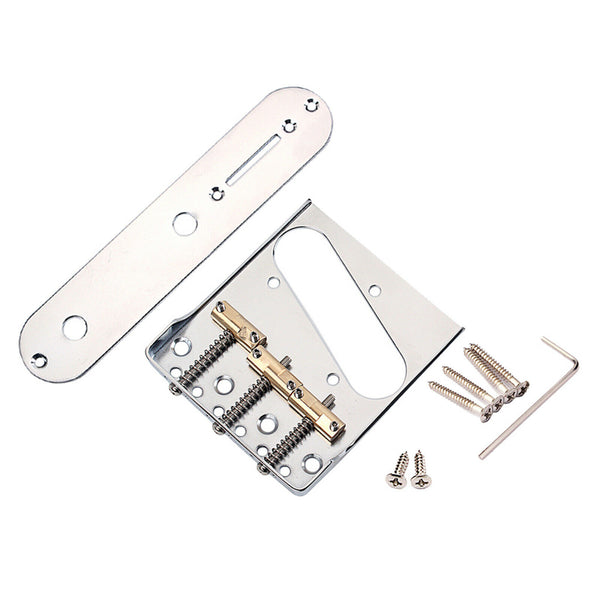 Chrome Guitar Bridge Cut-Down Sides Compensated Brass Saddles Control Plate