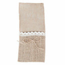 24pcs Country Wedding Table Silverware Holder Natural Burlap Cutlery Pocket R9T4