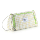 Simple Canvas Lattice Large Capacity Stationery Bag Cosmetic Package (C) A