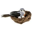 Handmade Small Artificial Feather Bird in Straw Nest with Eggs Garden Decor