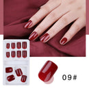 Pure color French False Nails Art Acrylic Full Cover Tips Manicure Glue24P%!