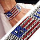 Hot Infinity Love USA With Flag Charms Rhinestone Bracelet- Red/Blue/White