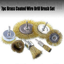 7Pcs Brass Coated Wire Brush Wheel&Cup Brush Set with 1/4-Inch Shank,7 Size