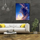 Painting By Numbers Kit DIY Moon Wolf Hand Painted Canvas Oil Art Picture A