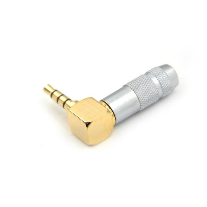 Metal Stereo 3.5mm 4 Pole 90 Degree Repair Headphone Jack Plug Cable Sol JR