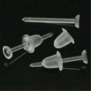 50pcs Clear Plastic Stem Rubber Anti-Allergy Ear Stud Replacement Earring