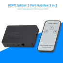 HDMI Splitter 3 Port Hub Box 3 in 1 Out Switcher 1080P HD w/ Remote Control