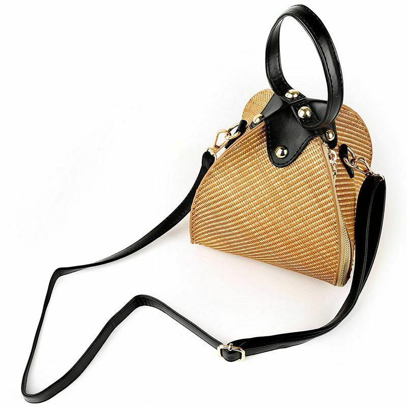 Chic Women Straw Handwoven Convertible Tote Crossbody Shoulder Bag N5X3