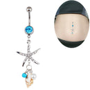 Surgical Steel Crystal Starfish Conch BodyNavel Belly Ring Button Piercing BarMO