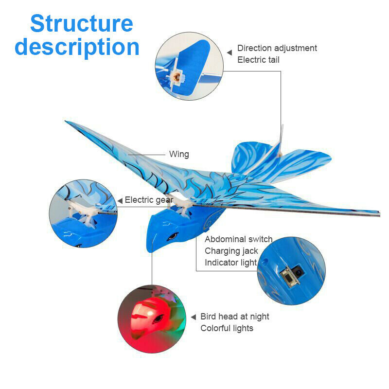 Bionic RC Flying Bird 4CH Remote Control Airplane Colorful Light Mini Toys