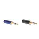 Black+Blue 3.5mm 4 Pole Male Plug Socket Cable Connector Headsets Audio Jack