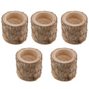 5 Pack Rustic Wooden Votive Candle Holder Tea Light Candlestick Party Ornament