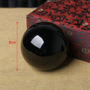 80MM Natural Black Obsidian Sphere Large Crystal Ball Healing Stone with Ba