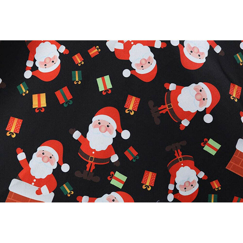 Christmas Retro Round Neck Printed Long Sleeve Swing Dress