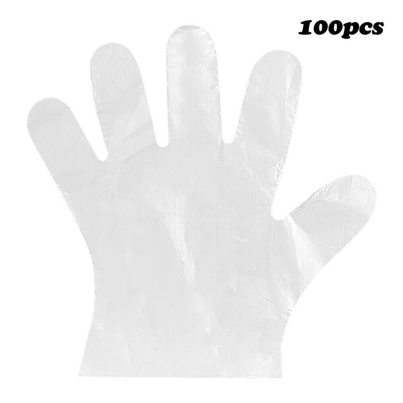 100pcs Transparent Disposable PE Sanitary Gloves for Restaurant Kitchen BBQ