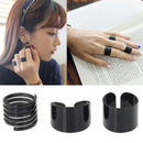 3x Fashion Ring Set Black Stack Plain Above Knuckle Ring Open Band Midi RingsTO