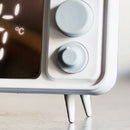 1X(Retro Tv Shape Alarm Clock Lamp Mirror Multi-Function Mirror Clock Therm