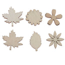 100pcs Wooden Flowers and Leaves Embellishment Wooden Shape Wood Slices Craft