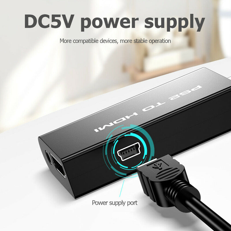 For PS2 to HDMI Video Converter Adapter with 3.5mm Audio Output for HDTV PC