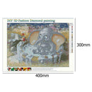 5D DIY Full Drill Diamond Painting Shower Elephant Cross Stitch Embroidery