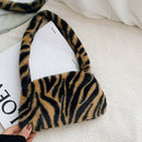 Animal Pattern Underarm Bag Women Mini Plush Shoulder Handbags Purse (5)