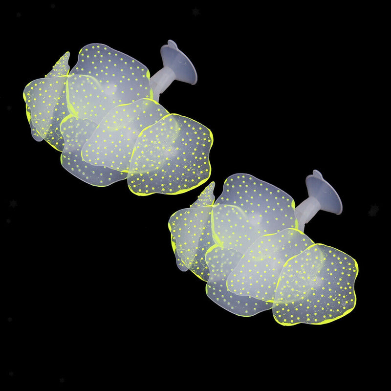 2Pcs Silicone Artificial Coral Plant for Aquarium Tank Underwater Decor --Yellow